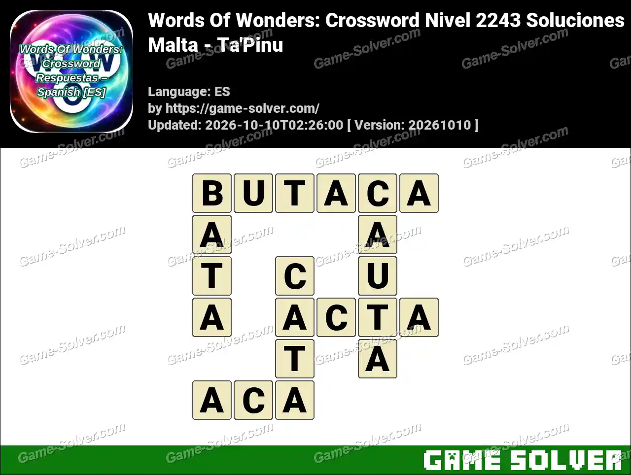 Words Of Wonders: Crossword Nivel 2243 Soluciones – Malta – Ta’Pinu